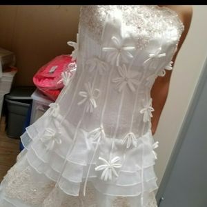 3d flower light pink wedding dress